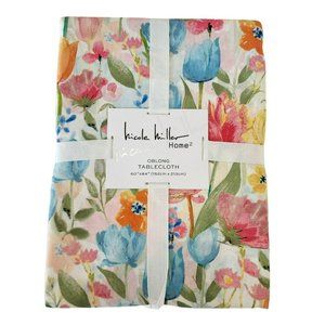 Nicole Miller Floral Tablecloth Shabby‎ Chic Style Pastel Color 60x84in Oblong